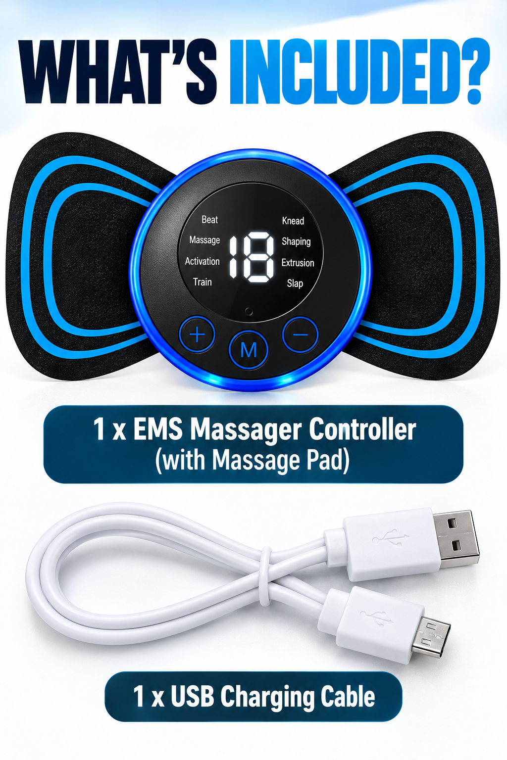 Portable EMS Muscle Stimulator & Body Massager – USB Rechargeable