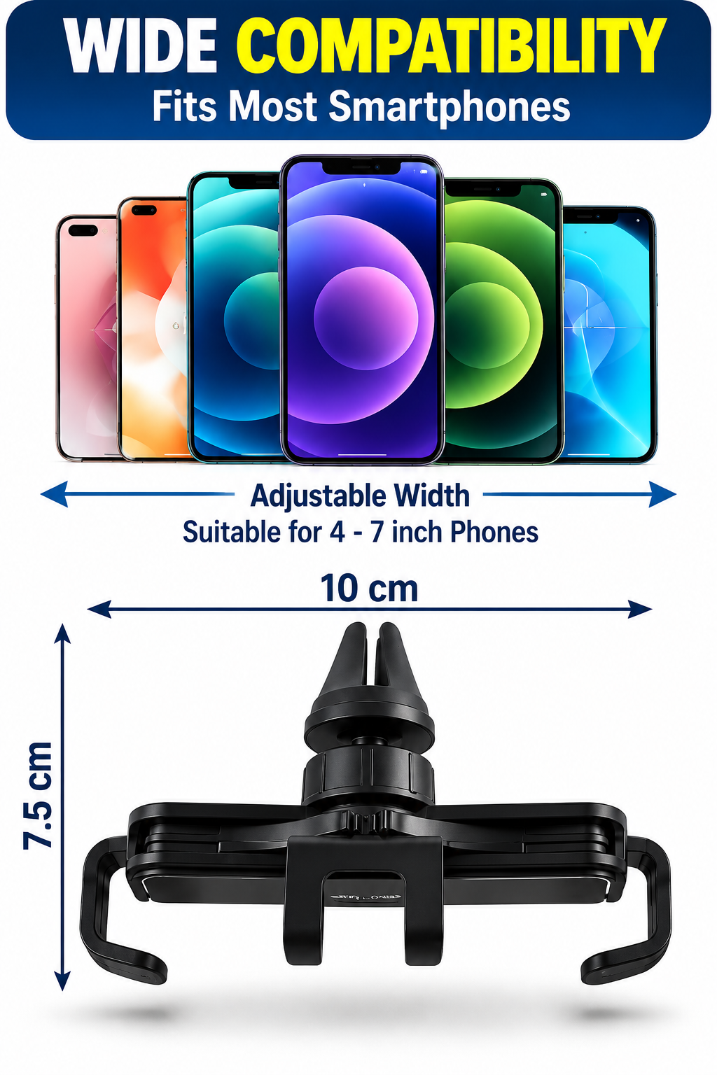 360° Rotating Car Phone Holder – Adjustable Air Vent Mobile Phone Mount